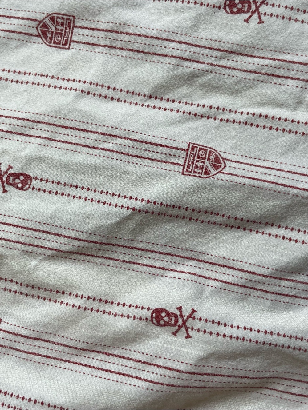 Lauren Ralph Lauren Full Fitted Red Stripe Skull & Shield bed sheet bedding y2k